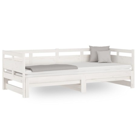 vidaXL Sofá cama extraíble madera maciza de pino blanco 2x(80x200) cm