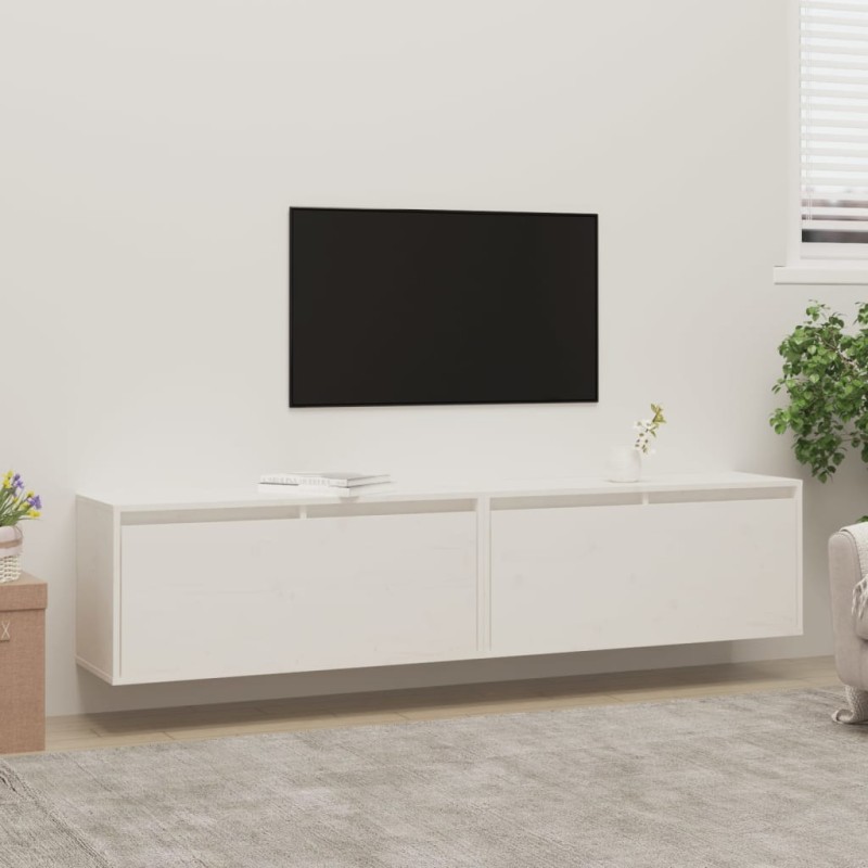 vidaXL Armario de pared 2 uds madera maciza de pino blanco 80x30x35 cm vidaXL Armario de pared 2 uds madera maciza de pino blanco 80x30x35 cm
