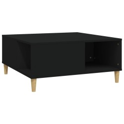vidaXL Mesa de centro madera contrachapada negro 80x80x36,5 cm