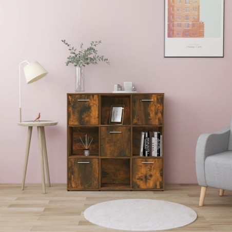 vidaXL Estantería madera contrachapada color roble ahumado 90x30x90 cm