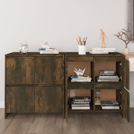 vidaXL Aparadores 2 uds madera de ingeniería roble ahumado 70x41x75 cm