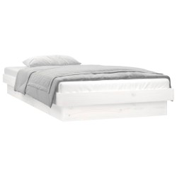 vidaXL Estructura de cama con LED madera maciza blanca 100x200 cm