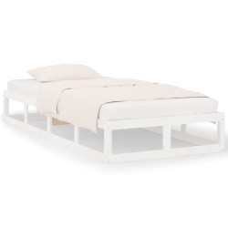 vidaXL Estructura de cama individual de madera maciza blanca 90x190 cm