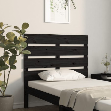 vidaXL Cabecero madera maciza de pino negro 90x3x80 cm