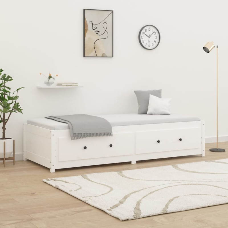 vidaXL Sofá cama madera maciza de pino blanco 80x200 cm
