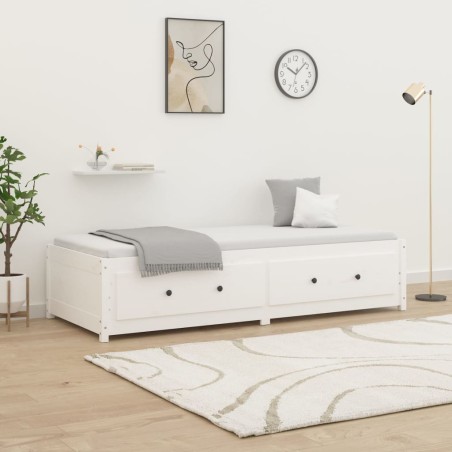 vidaXL Sofá cama madera maciza de pino blanco 80x200 cm