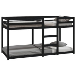 vidaXL Litera de madera maciza de pino negro 90x200 cm