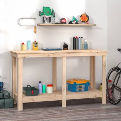 vidaXL Banco de trabajo de madera maciza de pino 140x50x80 cm