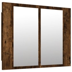 vidaXL Armario con espejo LED madera roble ahumado 60x12x45 cm
