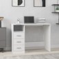 vidaXL Escritorio cajones madera contrachapada blanco 102x50x76 cm vidaXL Escritorio cajones madera contrachapada blanco 102x50x76 cm