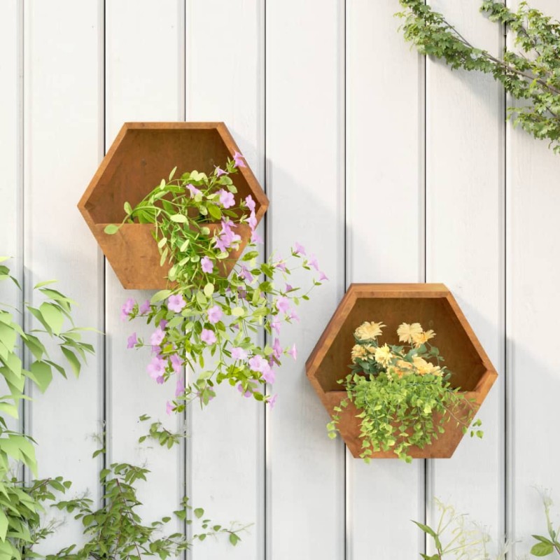 vidaXL Jardineras de pared 2 uds acero corten oxidado 30x10x25 cm vidaXL Jardineras de pared 2 uds acero corten oxidado 30x10x25 cm