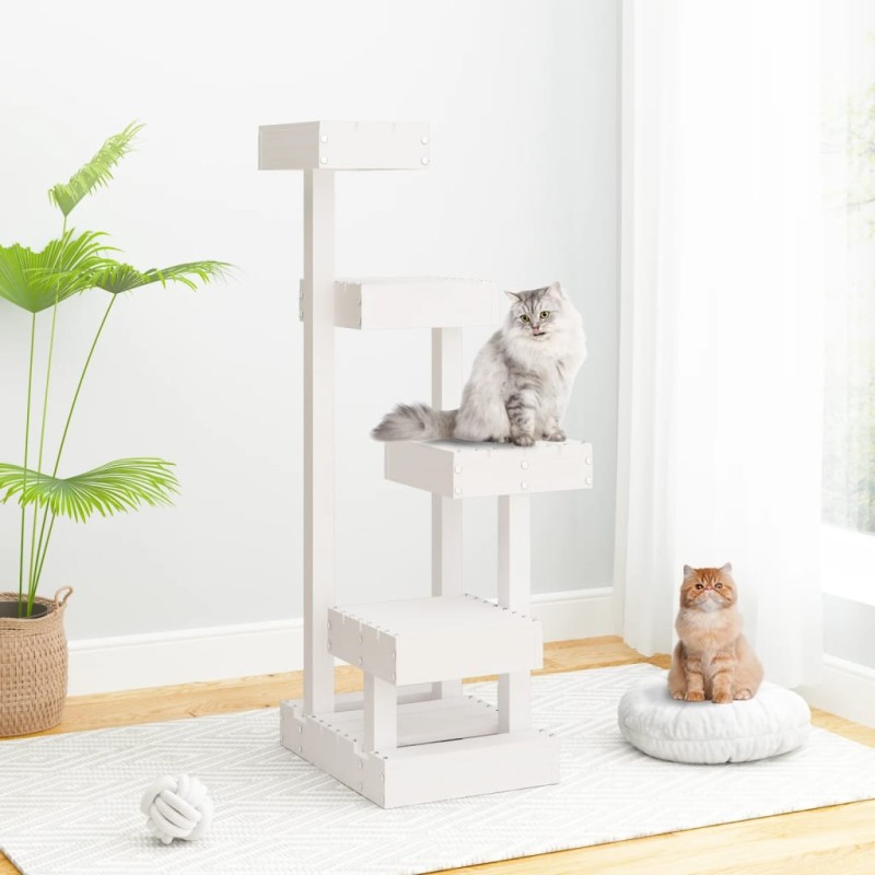 vidaXL Árbol para gatos madera maciza de pino blanco 45,5x49x103 cm vidaXL Árbol para gatos madera maciza de pino blanco 45,5x49x103 cm