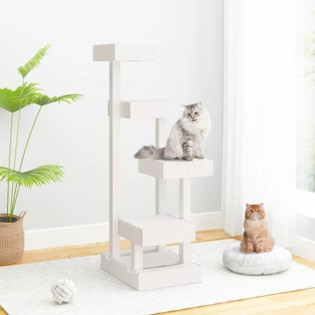 vidaXL Árbol para gatos madera maciza de pino blanco 45,5x49x103 cm 