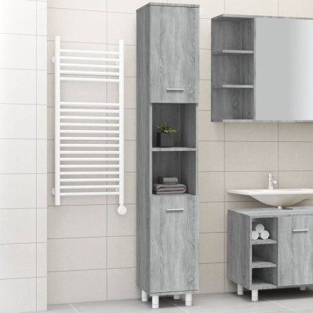 vidaXL Armario de baño madera contrachapada gris Sonoma 30x30x179 cm