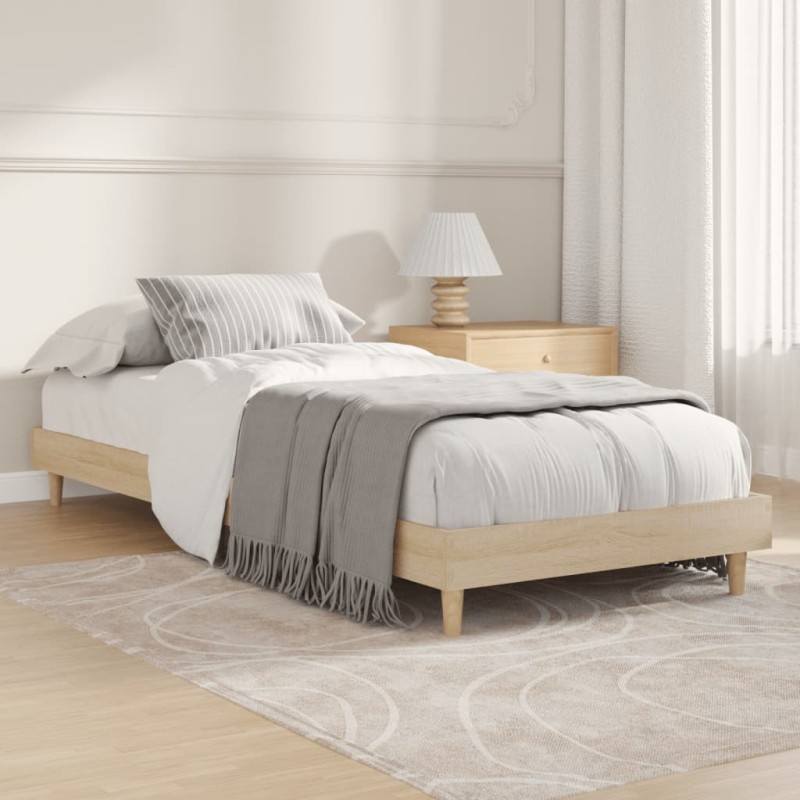vidaXL Estructura de cama madera contrachapada roble Sonoma 75x190 cm vidaXL Estructura de cama madera contrachapada roble Sonoma 75x190 cm