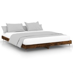 vidaXL Estructura de cama madera contrachapada roble ahumado 140x200cm