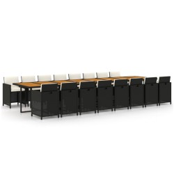 vidaXL Set de muebles jardín 17 pzas con cojines ratán sintético negro