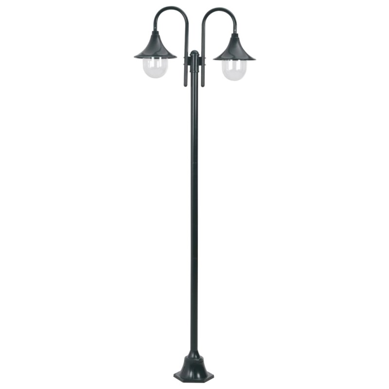 vidaXL Farola de jardín con 2 luces aluminio verde oscuro E27 220 cm vidaXL Farola de jardín con 2 luces aluminio verde oscuro E27 220 cm
