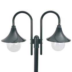 vidaXL Farola de jardín con 2 luces aluminio verde oscuro E27 220 cm 