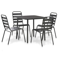 vidaXL Juego de comedor de jardín 5 piezas acero gris oscuro