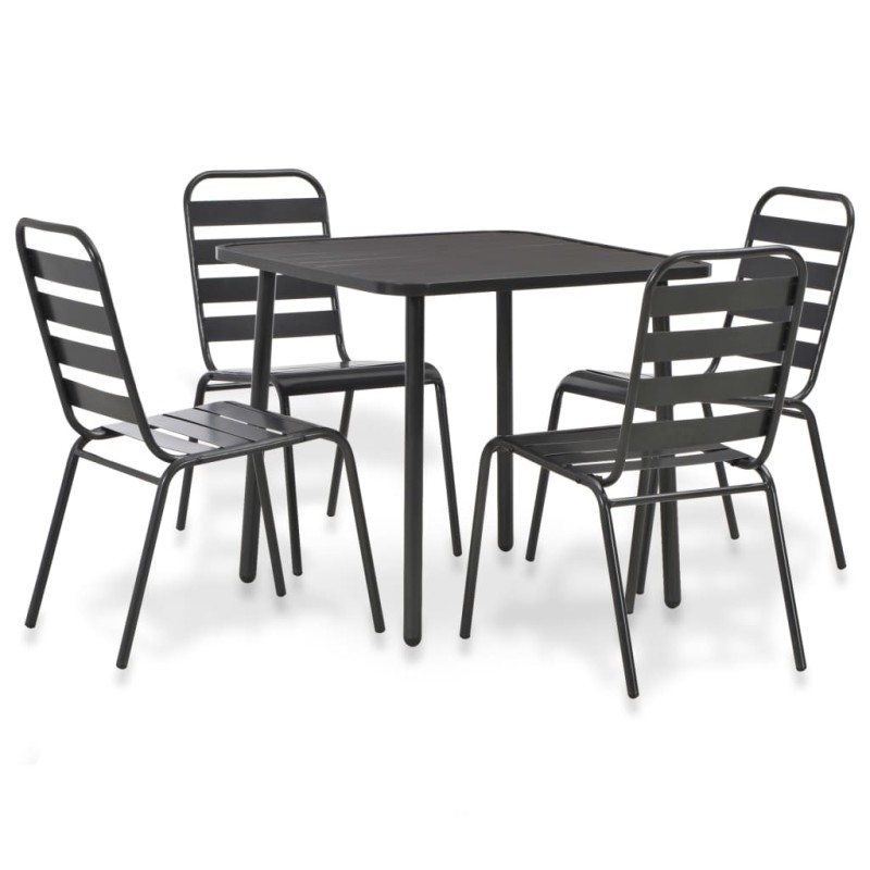 vidaXL Juego de comedor de jardín 5 piezas acero gris oscuro vidaXL Juego de comedor de jardín 5 piezas acero gris oscuro