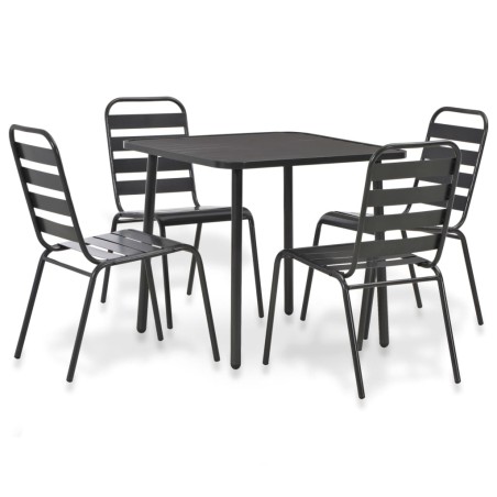 vidaXL Juego de comedor de jardín 5 piezas acero gris oscuro