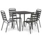 vidaXL Juego de comedor de jardín 5 piezas acero gris oscuro vidaXL Juego de comedor de jardín 5 piezas acero gris oscuro