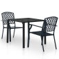 vidaXL Mesa y sillas bistró de jardín 3 piezas acero negro vidaXL Mesa y sillas bistró de jardín 3 piezas acero negro
