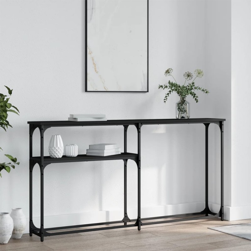 vidaXL Mesa consola madera de ingeniería negra 145x22,5x75 cm vidaXL Mesa consola madera de ingeniería negra 145x22,5x75 cm