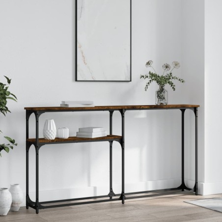 vidaXL Mesa consola madera de ingeniería roble ahumado 145x22,5x75 cm