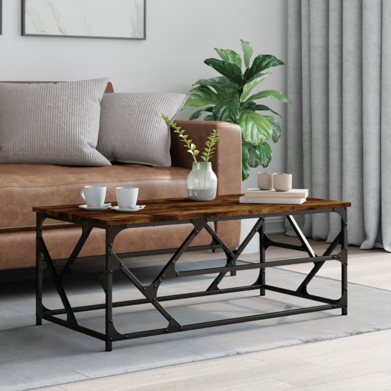 vidaXL Mesa de centro madera contrachapada roble ahumado 100x50x40 cm vidaXL Mesa de centro madera contrachapada roble ahumado 100x50x40 cm