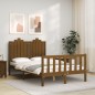 vidaXL Estructura cama y cabecero madera maciza marrón miel 120x200 cm