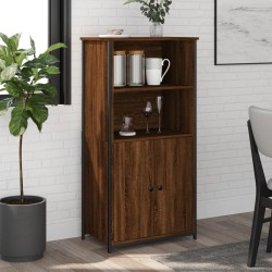 vidaXL Aparador alto madera contrachapada marrón roble 62x36x121,5 cm
