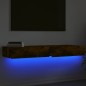 vidaXL Muebles de TV con luces LED 2 uds roble ahumado 60x35x15,5 cm vidaXL Muebles de TV con luces LED 2 uds roble ahumado 60x35x15,5 cm