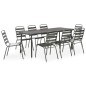 vidaXL Juego de comedor para jardín 9 piezas acero gris oscuro vidaXL Juego de comedor para jardín 9 piezas acero gris oscuro