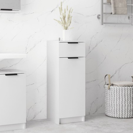vidaXL Armario de baño madera contrachapada blanco brillo 32x34x90 cm