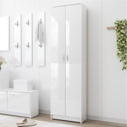 vidaXL Armario de pasillo aglomerado blanco brillante 55x25x189cm