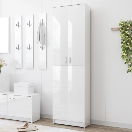 vidaXL Armario de pasillo aglomerado blanco brillante 55x25x189cm