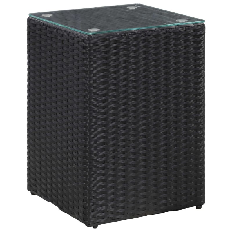 vidaXL Mesa auxiliar superficie vidrio ratán sint. negro 35x35x52 cm vidaXL Mesa auxiliar superficie vidrio ratán sint. negro 35x35x52 cm