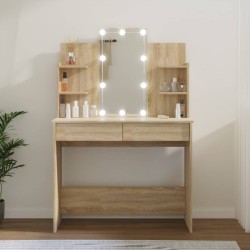 vidaXL Tocador con LED color roble Sonoma 96x40x142 cm