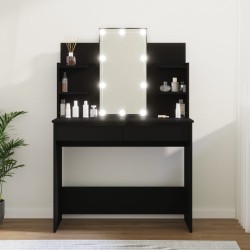vidaXL Tocador con luces LED negro 96x40x142 cm