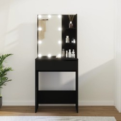 vidaXL Tocador con luces LED negro 60x40x140 cm