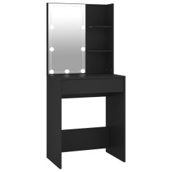 vidaXL Tocador con luces LED negro 60x40x140 cm