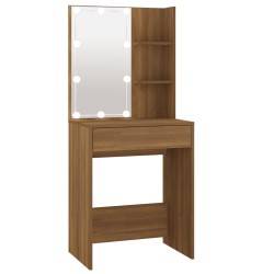 vidaXL Tocador con LED marrón roble 60x40x140 cm