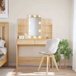 vidaXL Tocador con luces LED roble Sonoma 96x40x142 cm