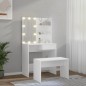 vidaXL Juego de tocador con LED madera contrachapada blanco vidaXL Juego de tocador con LED madera contrachapada blanco