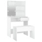 vidaXL Juego de tocador con LED madera contrachapada blanco vidaXL Juego de tocador con LED madera contrachapada blanco