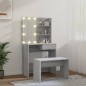 vidaXL Juego de tocador con LED madera contrachapada gris Sonoma vidaXL Juego de tocador con LED madera contrachapada gris Sonoma