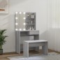 vidaXL Juego de tocador con LED madera contrachapada gris Sonoma vidaXL Juego de tocador con LED madera contrachapada gris Sonoma