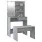 vidaXL Juego de tocador con LED madera contrachapada gris Sonoma vidaXL Juego de tocador con LED madera contrachapada gris Sonoma